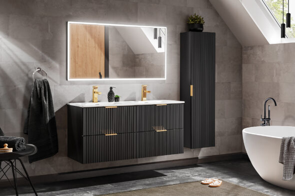 Möbelwaschtisch mit zwei Becken, 120 cm – Bild 4