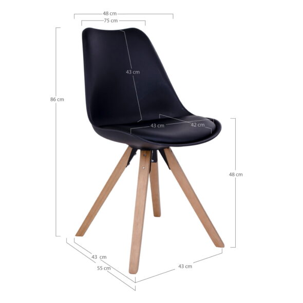 House Nordic - Bergen Dining Chair – Esszimmerstuhl, schwarz mit Naturbeinen – Bild 6