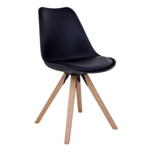 House Nordic - Bergen Dining Chair – Esszimmerstuhl, schwarz mit Naturbeinen