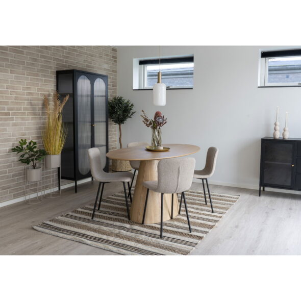 House Nordic - Halden Dining Chair - Esszimmerstuhl, Bouclé, Beige, schwarze Beine, HN1233 – Bild 2