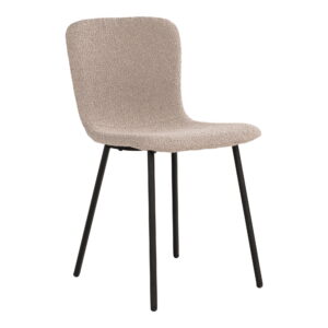 House Nordic - Halden Dining Chair - Esszimmerstuhl, Bouclé, Beige, schwarze Beine, HN1233