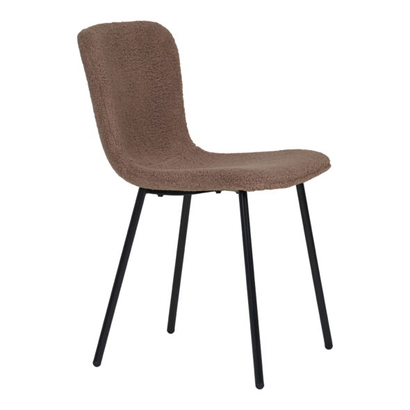House Nordic - Halden Dining Chair - Esszimmerstuhl, Kunstfell, dunkelbraun, schwarze Beine, HN1092 – Bild 4