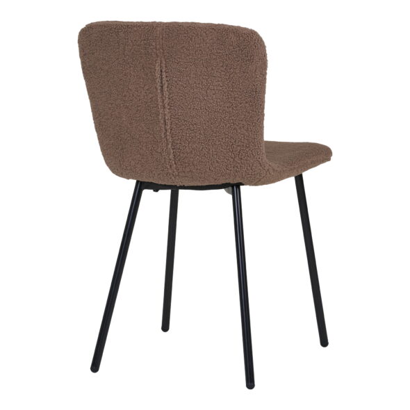 House Nordic - Halden Dining Chair - Esszimmerstuhl, Kunstfell, dunkelbraun, schwarze Beine, HN1092 – Bild 5