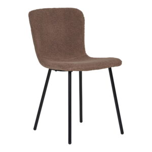 House Nordic - Halden Dining Chair - Esszimmerstuhl, Kunstfell, dunkelbraun, schwarze Beine, HN1092