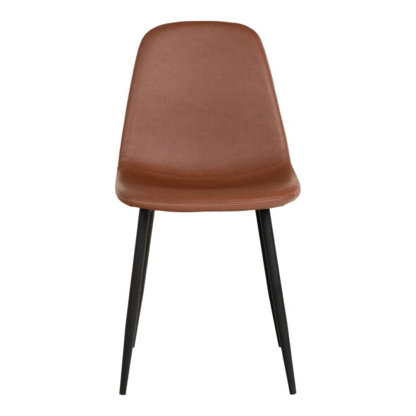 House Nordic - Stockholm Dining Chair – Esszimmerstuhl, PU-Leder, Vintage-Hellbraun, schwarze Beine, HN1224 – Bild 3