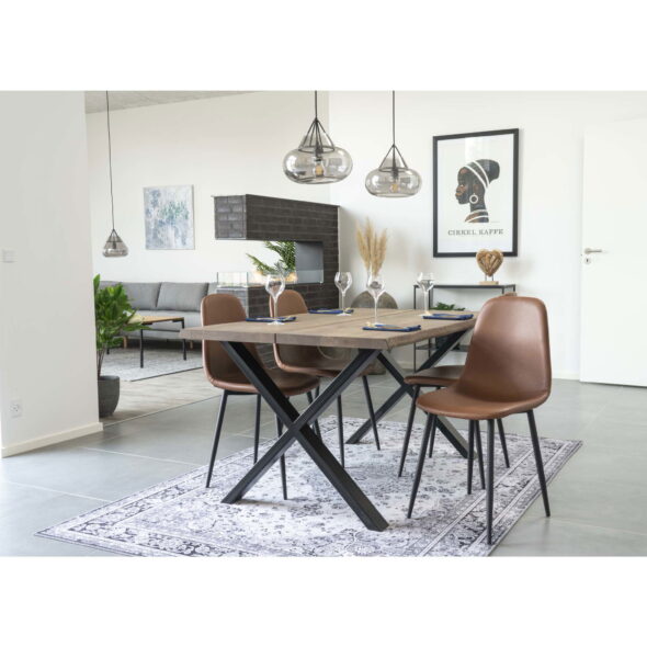 House Nordic - Stockholm Dining Chair – Esszimmerstuhl, PU-Leder, Vintage-Hellbraun, schwarze Beine, HN1224 – Bild 8