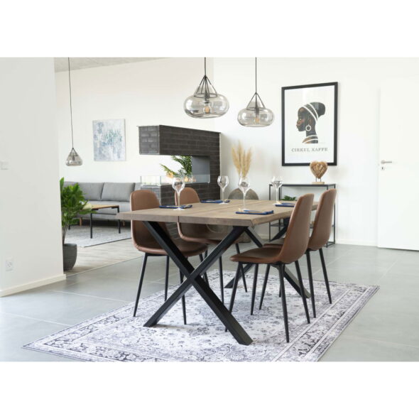 House Nordic - Stockholm Dining Chair – Esszimmerstuhl, PU-Leder, Vintage-Hellbraun, schwarze Beine, HN1224 – Bild 9