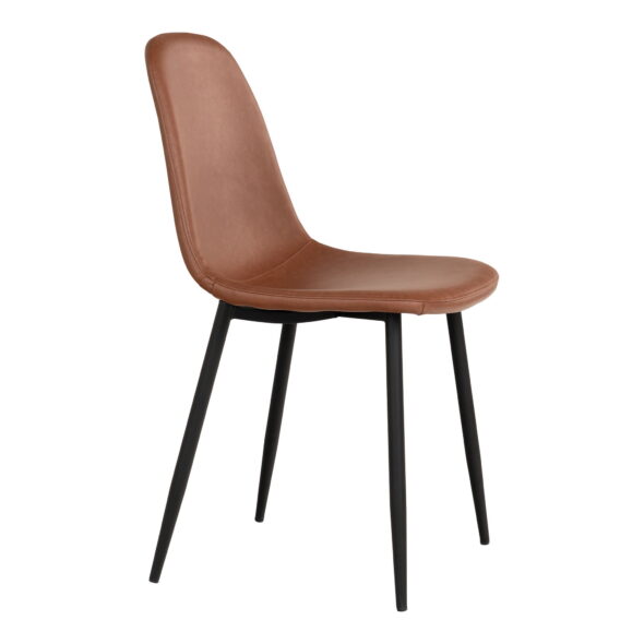 House Nordic - Stockholm Dining Chair – Esszimmerstuhl, PU-Leder, Vintage-Hellbraun, schwarze Beine, HN1224 – Bild 4