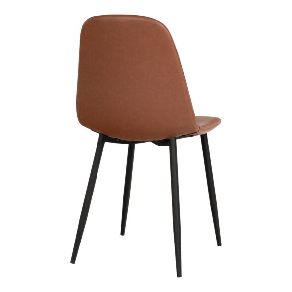 House Nordic - Stockholm Dining Chair – Esszimmerstuhl, PU-Leder, Vintage-Hellbraun, schwarze Beine, HN1224 – Bild 5