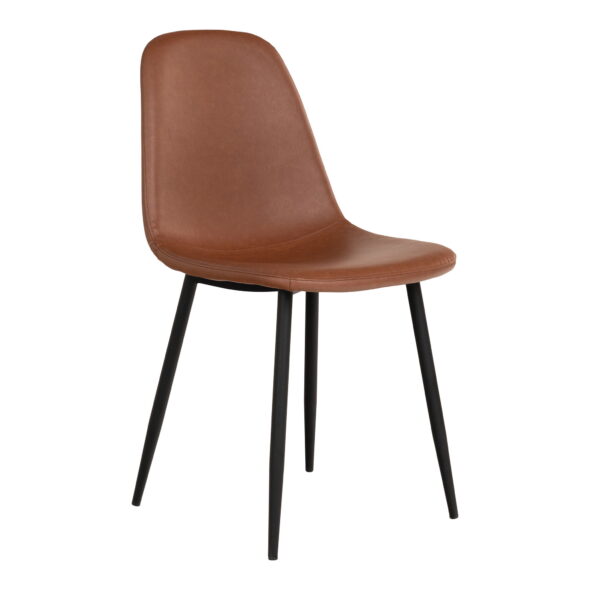 House Nordic - Stockholm Dining Chair – Esszimmerstuhl, PU-Leder, Vintage-Hellbraun, schwarze Beine, HN1224