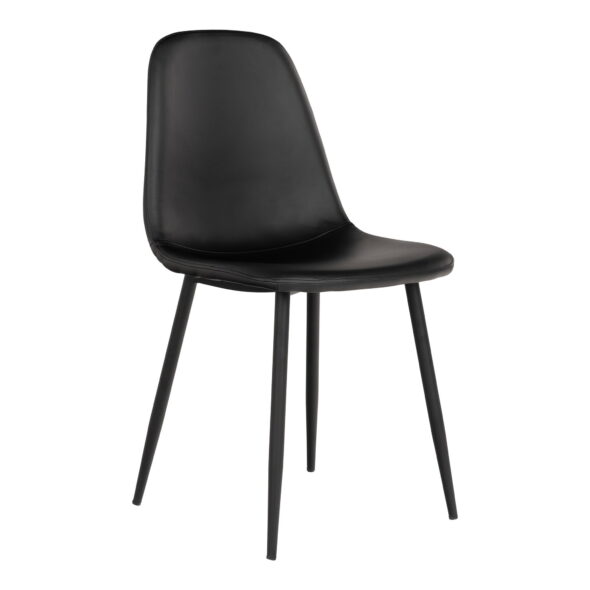 House Nordic - Stockholm Dining Chair – Esszimmerstuhl, PU-Leder, schwarz, schwarze Beine, HN1225