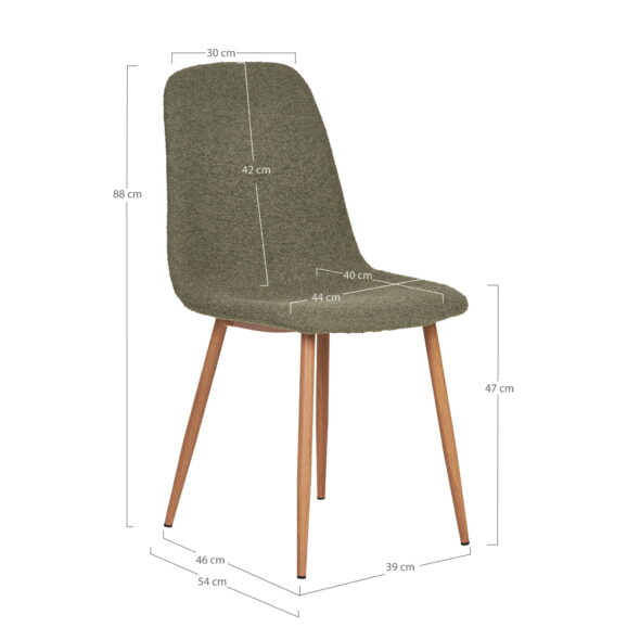 House Nordic - Stockholm Dining Chair - Esszimmerstuhl, Bouclé, dunkelgrün, holzähnliche Beine, HN1236 – Bild 7