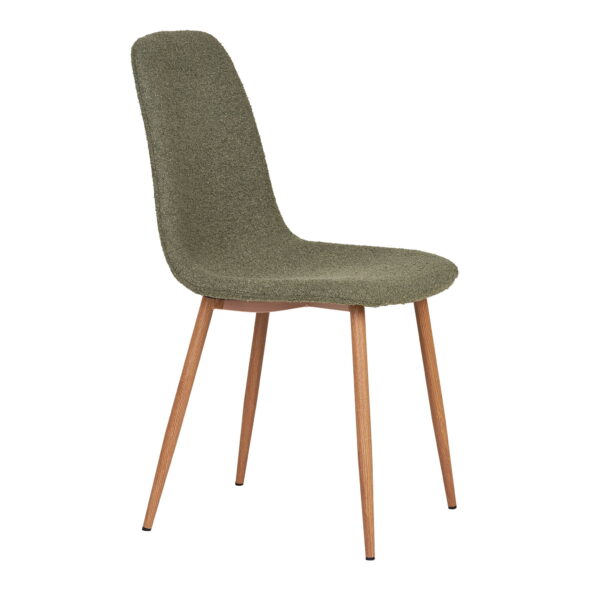House Nordic - Stockholm Dining Chair - Esszimmerstuhl, Bouclé, dunkelgrün, holzähnliche Beine, HN1236 – Bild 4