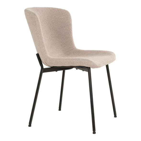 House Nordic - Maceda Dining Chair – Esszimmerstuhl, Bouclé, Beige, schwarze Beine, HN1239 – Bild 4