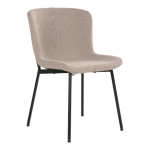 House Nordic - Maceda Dining Chair – Esszimmerstuhl, Bouclé, Beige, schwarze Beine, HN1239