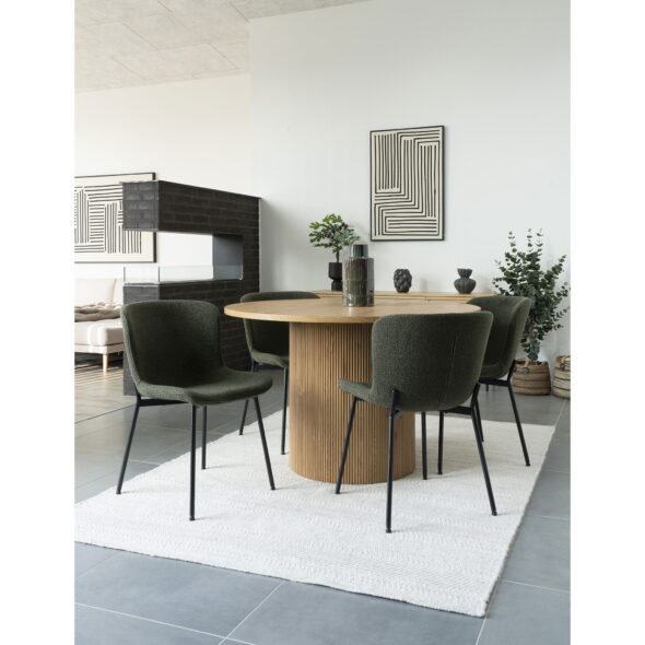 House Nordic - Maceda Dining Chair – Esszimmerstuhl, Bouclé, dunkelgrün, schwarze Beine, HN1241 – Bild 2