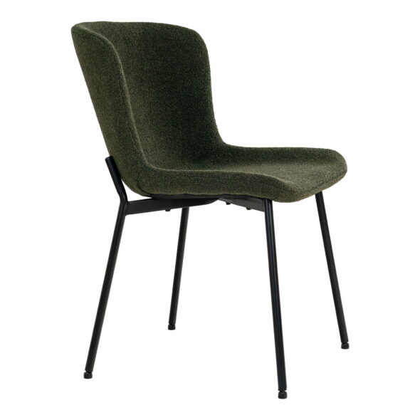 House Nordic - Maceda Dining Chair – Esszimmerstuhl, Bouclé, dunkelgrün, schwarze Beine, HN1241 – Bild 4