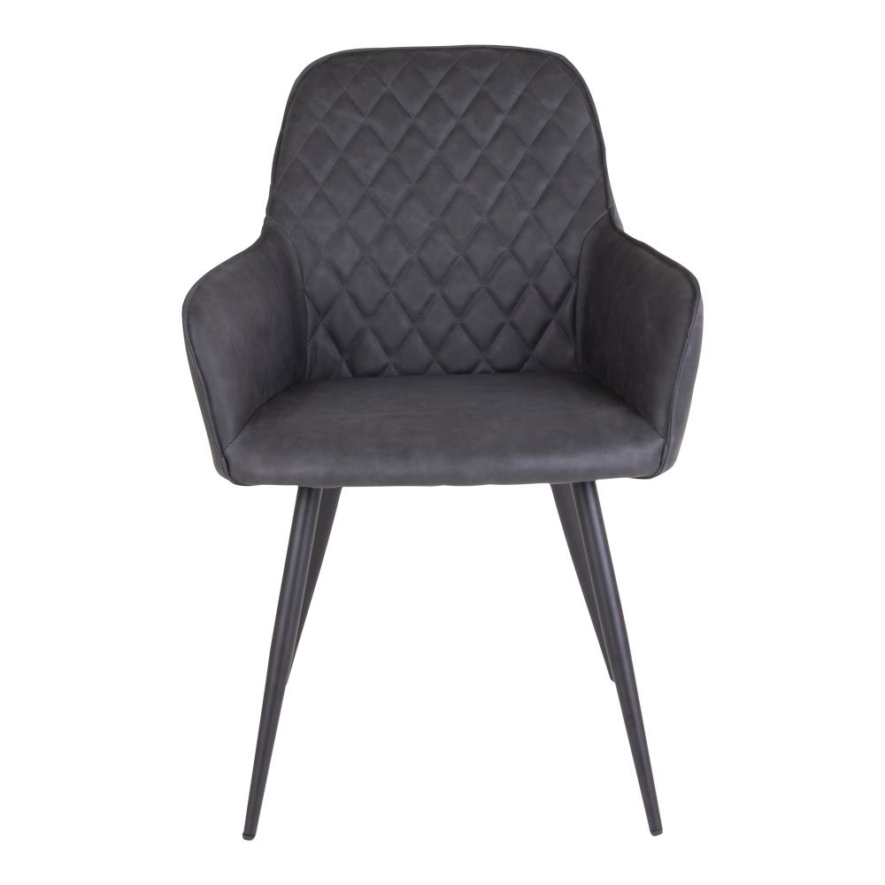 House Nordic - Harbo Dining Chair – Esszimmerstuhl, PU-Leder, dunkelgrau, schwarze Beine, HN1221 – Bild 3
