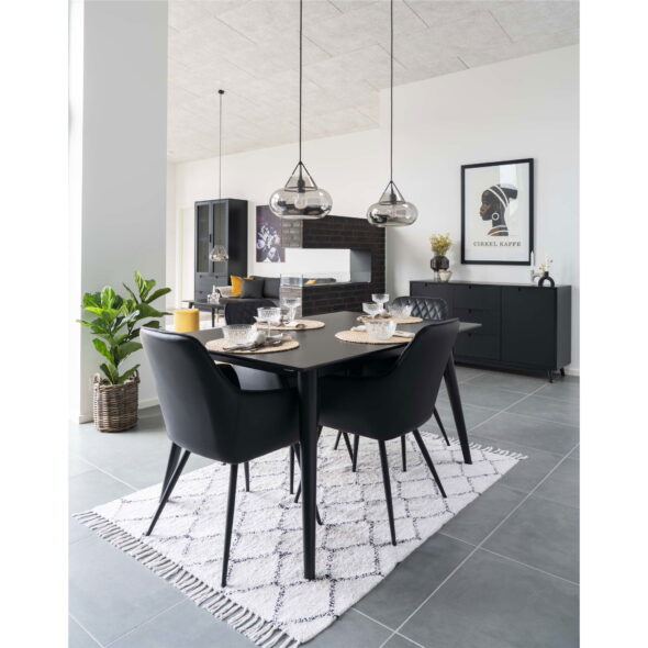 House Nordic - Harbo Dining Chair – Esszimmerstuhl, PU-Leder, schwarz, schwarze Beine, HN1223 – Bild 2