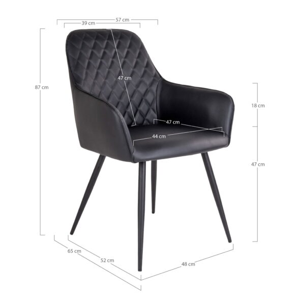 House Nordic - Harbo Dining Chair – Esszimmerstuhl, PU-Leder, schwarz, schwarze Beine, HN1223 – Bild 6