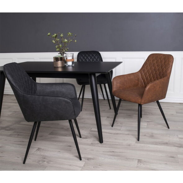 House Nordic - Harbo Dining Chair – Esszimmerstuhl, PU-Leder, schwarz, schwarze Beine, HN1223 – Bild 7