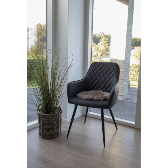 House Nordic - Harbo Dining Chair – Esszimmerstuhl, PU-Leder, schwarz, schwarze Beine, HN1223 – Bild 9