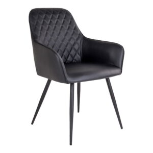 House Nordic - Harbo Dining Chair – Esszimmerstuhl, PU-Leder, schwarz, schwarze Beine, HN1223