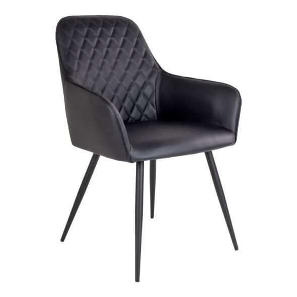 House Nordic - Harbo Dining Chair – Esszimmerstuhl, PU-Leder, schwarz, schwarze Beine, HN1223