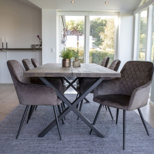 House Nordic - Harbo Esszimmerstuhl – Esszimmerstuhl, Samt, Pilz, schwarze Beine, HN1208 – Bild 7