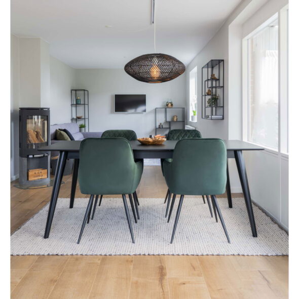 House Nordic - Harbo Dining Chair – Esszimmerstuhl, Samt, grün, schwarze Beine, HN1206 – Bild 2