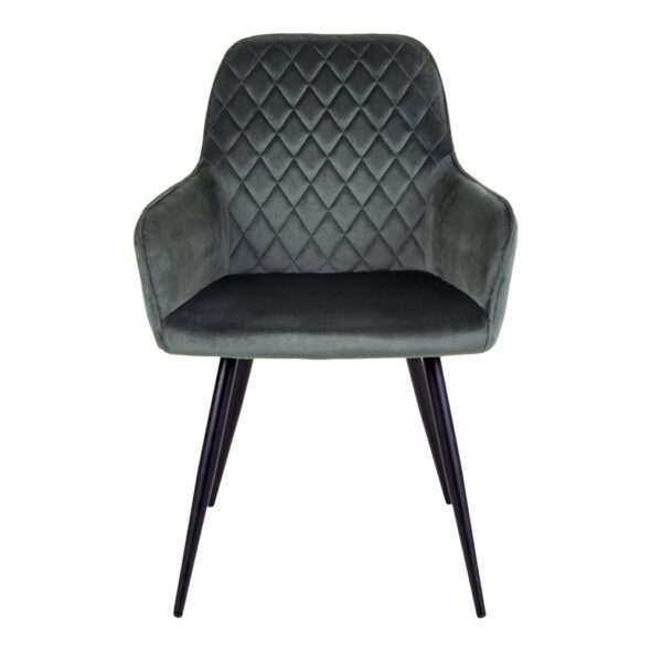 House Nordic - Harbo Dining Chair – Esszimmerstuhl, Samt, grün, schwarze Beine, HN1206 – Bild 3