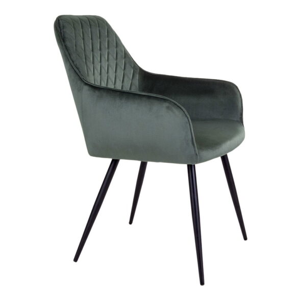 House Nordic - Harbo Dining Chair – Esszimmerstuhl, Samt, grün, schwarze Beine, HN1206 – Bild 4