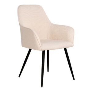 House Nordic - Harbo Dining Chair – Esszimmerstuhl aus Bouclé, weiß mit schwarzen Beinen, HN1232