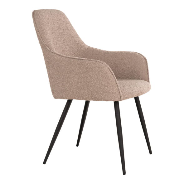 House Nordic - Harbo Esszimmerstuhl – Esszimmerstuhl, Bouclé, Beige, schwarze Beine, HN1233 – Bild 3