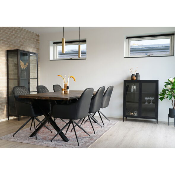 House Nordic - Harbo Esszimmerstuhl mit Drehgelenk – Esszimmerstuhl mit Drehgelenk, PU-Leder, schwarz, schwarze Beine, HN1223 – Bild 7