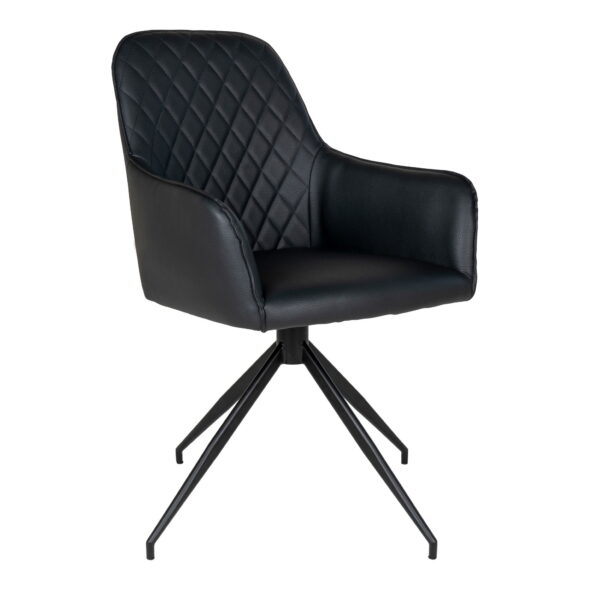 House Nordic - Harbo Esszimmerstuhl mit Drehgelenk – Esszimmerstuhl mit Drehgelenk, PU-Leder, schwarz, schwarze Beine, HN1223
