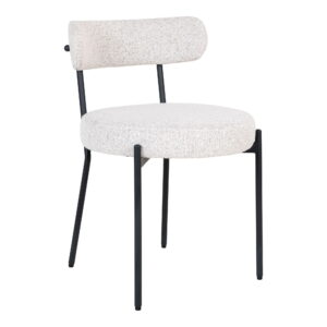 House Nordic - Badalona Dining Chair – Esszimmerstuhl, weißes Bouclé mit schwarzen Beinen, HN1270