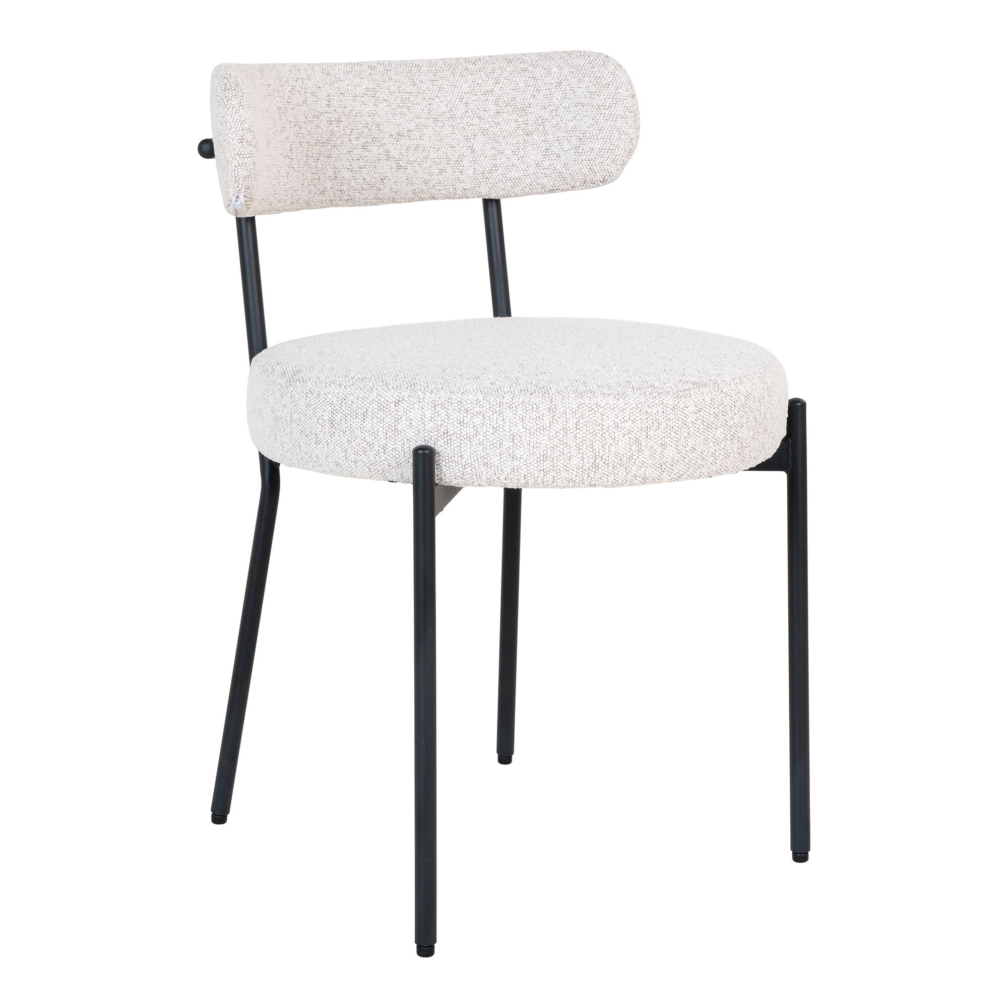 House Nordic - Badalona Dining Chair – Esszimmerstuhl, weißes Bouclé mit schwarzen Beinen, HN1270
