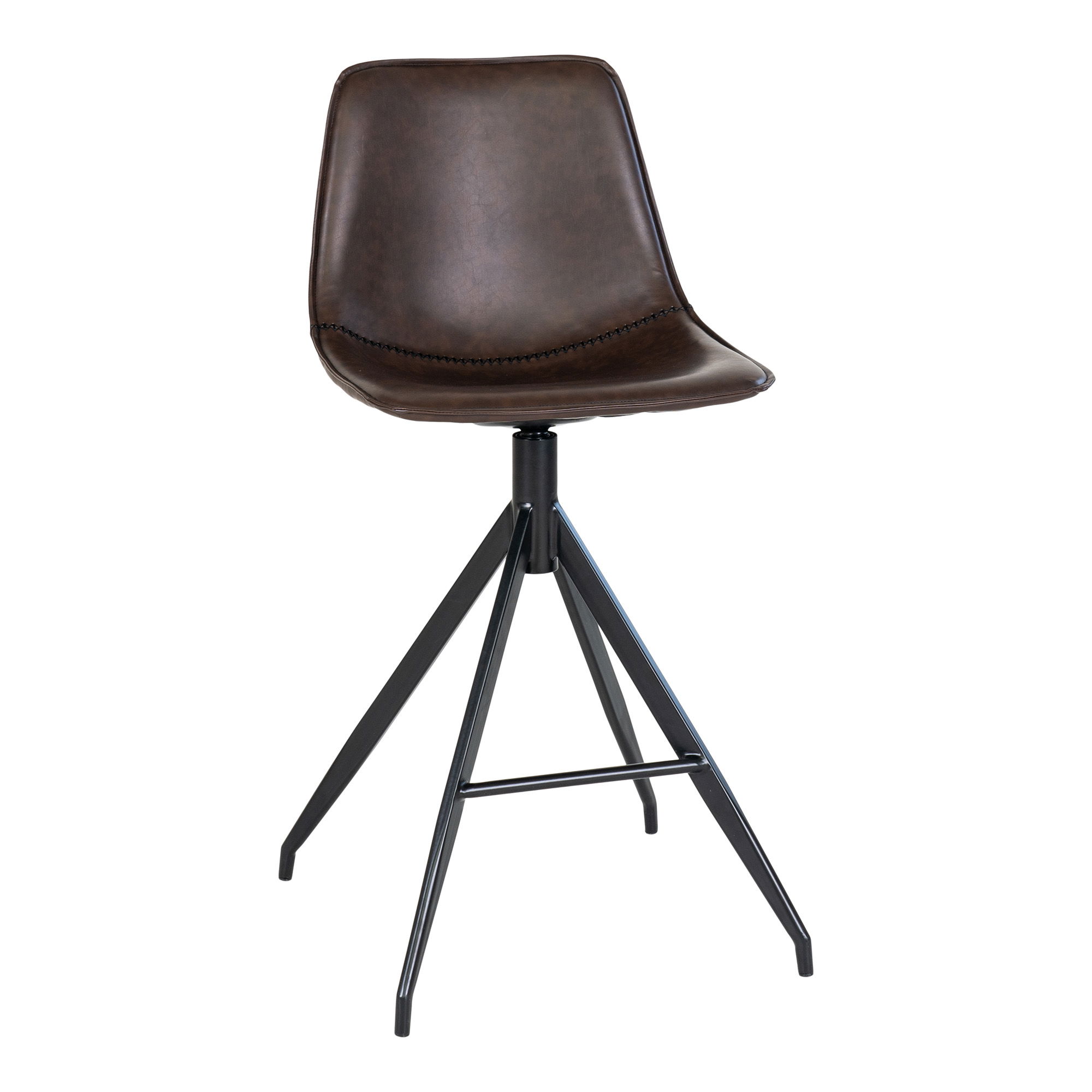 House Nordic - Monaco Counter Chair – Counter Chair, PU-Leder, braun, schwarze Beine, HN1227