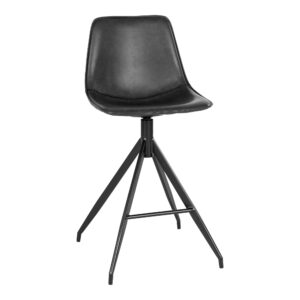 House Nordic - Monaco Counter Chair – Counter Chair, PU-Leder, schwarz, schwarze Beine, HN1228