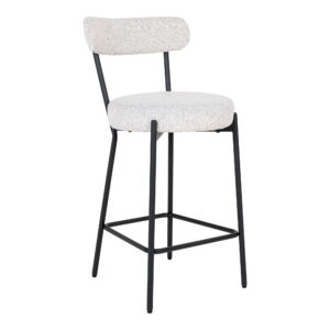 House Nordic - Badalona Counter Chair – Thekenstuhl, weißes Bouclé mit schwarzen Beinen, HN1270