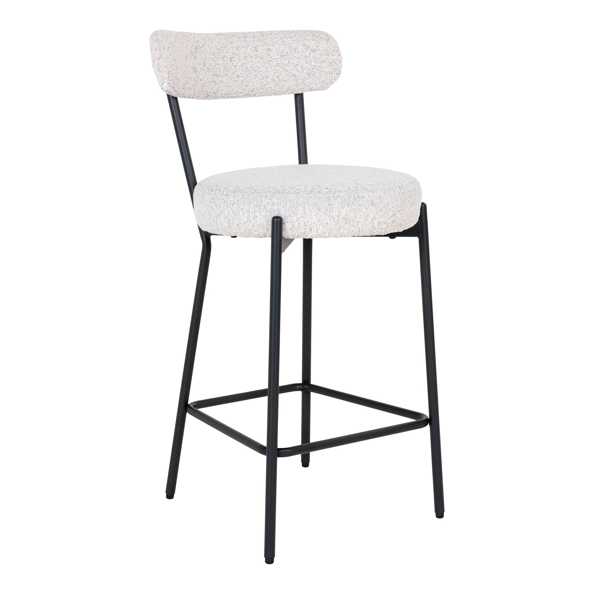 House Nordic - Badalona Counter Chair – Thekenstuhl, weißes Bouclé mit schwarzen Beinen, HN1270