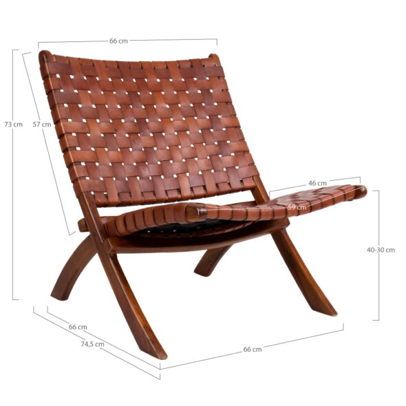 House Nordic - Perugia Klappstuhl – Klappstuhl, Leder, braun, Beine aus Teakholz – Bild 6