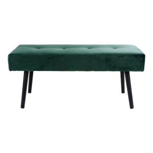 House Nordic - Skiby Bench – Bank, Samt, dunkelgrün, schwarze Beine, 100 x 35 x 44 cm, HN1206