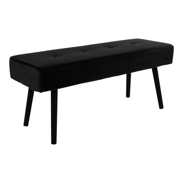 House Nordic - Skiby Bench – Bank, Samt, schwarz, schwarze Beine, 100 x 35 x 44 cm, HN1207 – Bild 2