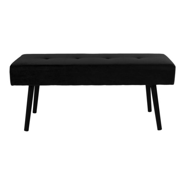 House Nordic - Skiby Bench – Bank, Samt, schwarz, schwarze Beine, 100 x 35 x 44 cm, HN1207