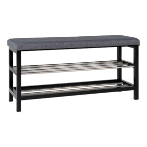 House Nordic - Padova Bank – Bank mit Kissen und 2 Regalen, grau, schwarze Beine, 100 x 34 x 50 cm