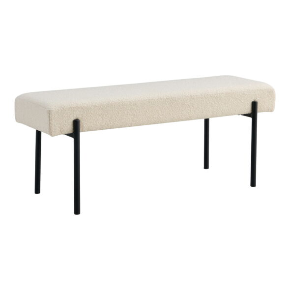 House Nordic - Swindon Bench - Bank, Bouclé, weiß, schwarze Beine, 100x36x42,5 cm, HN1232 – Bild 3