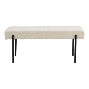 House Nordic - Swindon Bench - Bank, Bouclé, weiß, schwarze Beine, 100x36x42,5 cm, HN1232
