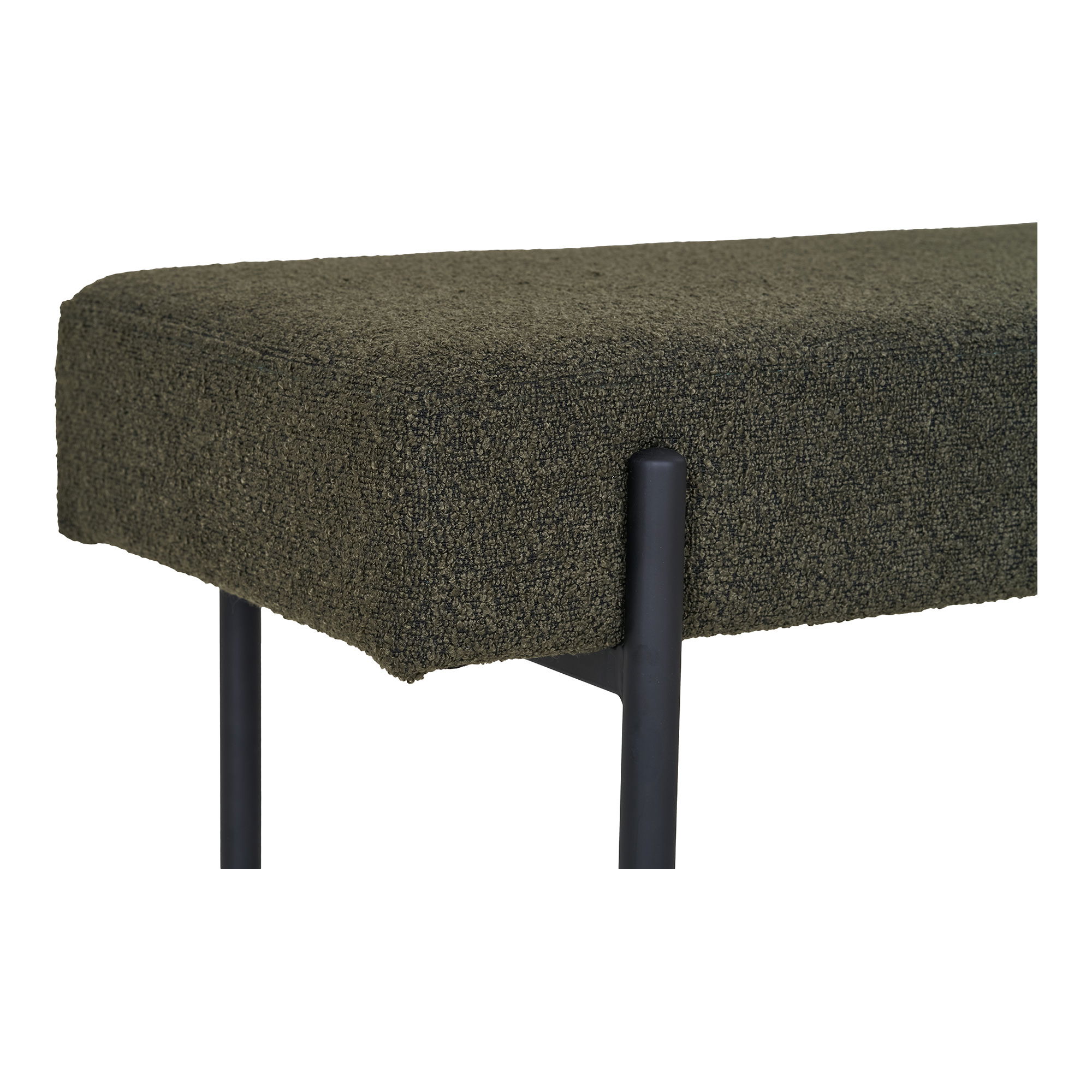 House Nordic - Swindon Bench - Bank, Bouclé, dunkelgrün, schwarze Beine 100x36x42,5 cm, HN1241 – Bild 5